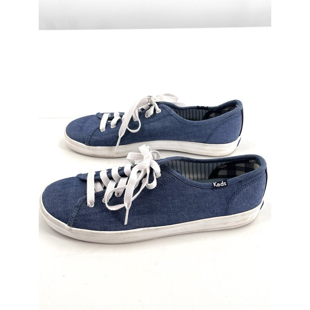 KEDS X DRAPER JAMES Women's Blue Denim Look Lace Up Sneakers 9.5 - Picture 2 of 7